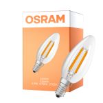 Osram Classic LED E14 Mignon Filament Klar 2.9W 470lm - 827 Ekstra Varm Hvit | Dimbar - Erstatter 40W