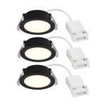 Fordelspakning 3x Nordlux Downlight Olea Svart 4.4W 345lm 110D - 930 | 68mm - IP65 - Beste Fargegjengivelse