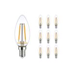 Fordelspakning 10x Noxion Lucent LED E14 Mignon filament klar 2.5W 250lm - 827 ekstra varm hvit | erstatter 25W