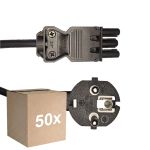 Fordelspakning 50x Noxion GST - Kompatibel Strømforsyningskabel Svart - Female + Schuko Europlug - 3m - 3 pole 0.75mm2