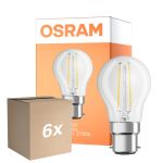 Fordelspakning 6x Osram Retrofit Classic LED B22d P45 Ball filament klar 4W 470lm - 827 ekstra varm hvit | erstatter 40W