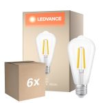 Fordelspakning 6x Ledvance filament LED E27 Pære klar 3.8W 806lm - 830 varm hvit | erstatter 60W