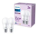 Fordelspakning 2x Philips Pære LED E27 Pære Matt 13W 1521lm - 840 Kald Hvit