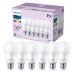 Fordelspakning 6x Philips Pære LED E27 Pære Matt 13W 1521lm - 827 Ekstra Varm Hvit