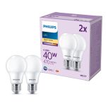 Fordelspakning 2x Philips Pære LED E27 Pære Matt 5W 470lm - 827 Ekstra Varm Hvit