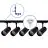 Bright Choice Komplet set 1-Fase Rail L 1 x 1,5 Meter Svart | incl. 5x Spot + GU10 2700K 3W Dimbar + Endestykke, Strömkontakt og L -Koblingsstykke