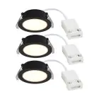 Fordelspakning 3x Nordlux Downlight Olea Svart 4.4W 345lm 110D - 930 | 68mm - IP65 - Beste Fargegjengivelse