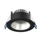 Noxion LED Spot Ares Dyp ring Svart 6W 540lm 927-940 3CCT - med Inner Sirkel Sølv | Utskjæring 68mm
