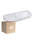 Fordelspakning 4x Noxion LED Emergency Bulkhead Hvit 8.5W 500lm - 865 Daglys | Nødlys 3 Timer - incl. 4 directions