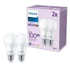 Fordelspakning 2x Philips Pære LED E27 Pære Matt 13W 1521lm - 840 Kald Hvit