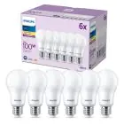 Fordelspakning 6x Philips Pære LED E27 Pære Matt 13W 1521lm - 827 Ekstra Varm Hvit