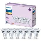Fordelspakning 6x Philips LED Spot GU10 PAR16 4W 255lm 36D - 827 Ekstra Varm Hvit